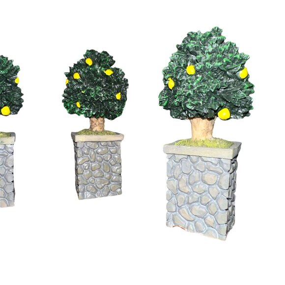 Vintage 2001 Village Square Pear Tree Set of 4 in Pots Mervyns Christmas Holiday - Picture 3 of 10